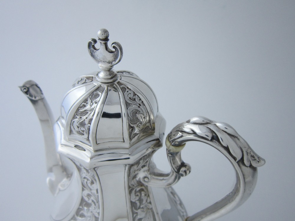 Antique Victorian Sterling Silver Coffee Pot - 1900 View II