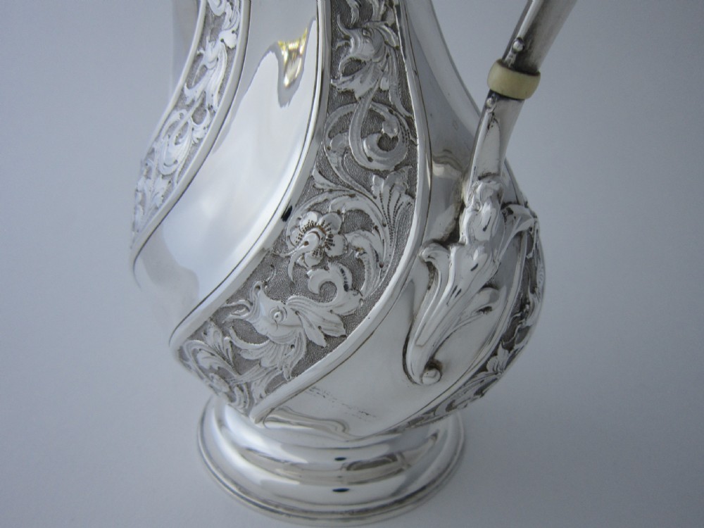 Antique Victorian Sterling Silver Coffee Pot - 1900 View III