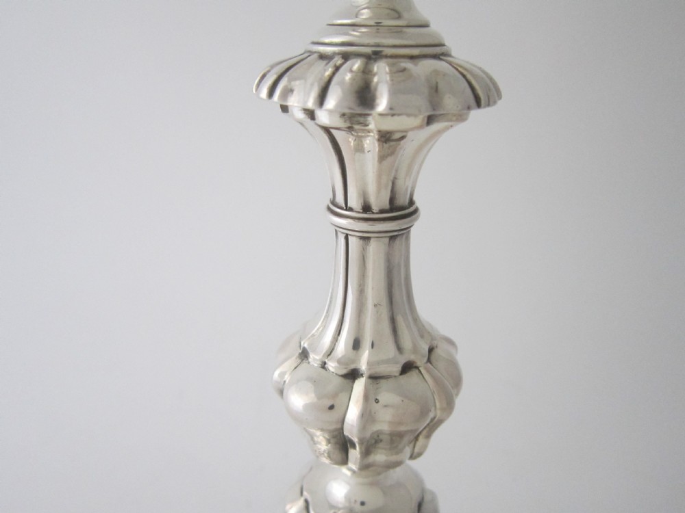 Pair of Cast Antique William IV Sterling Silver Candlesticks - 1832 View V