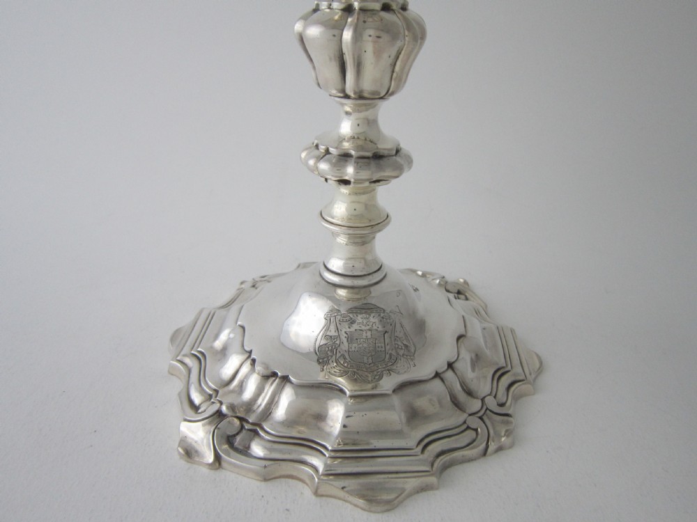 Pair of Cast Antique William IV Sterling Silver Candlesticks - 1832 View VI