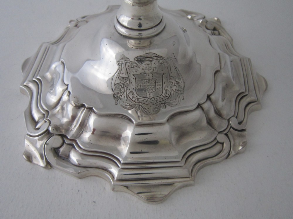 Pair of Cast Antique William IV Sterling Silver Candlesticks - 1832 View VII