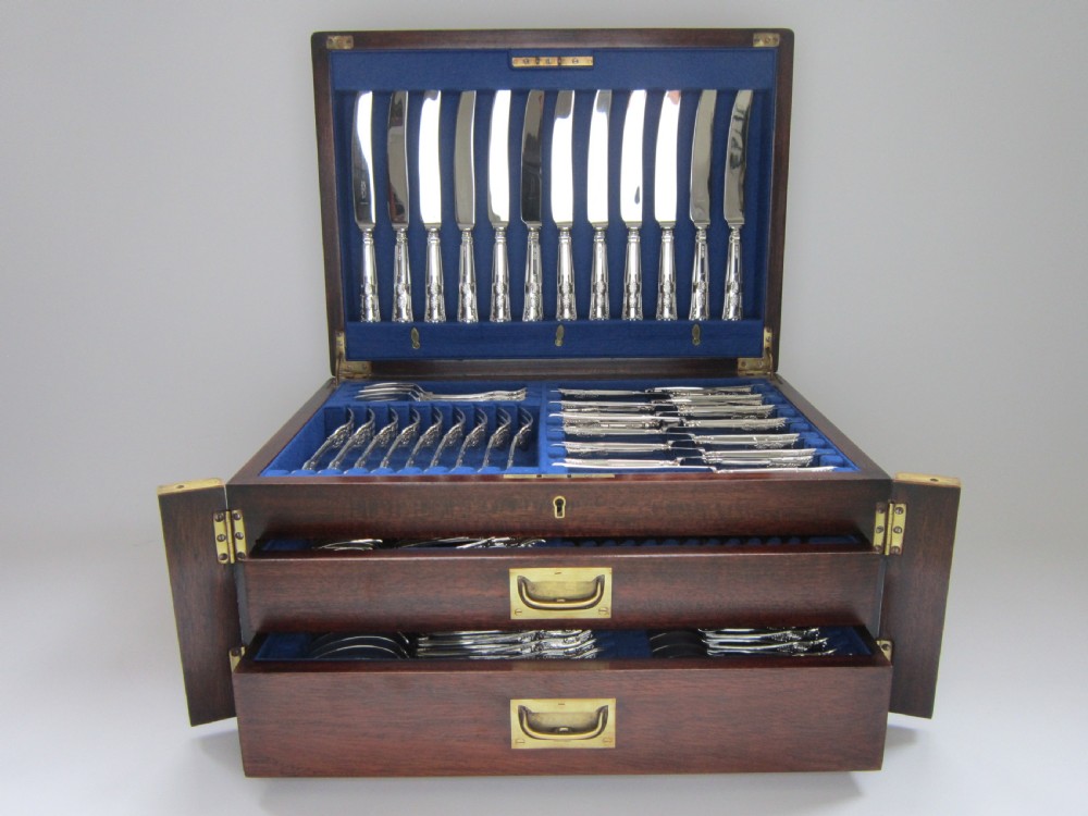 Antique Victorian Sterling Silver Canteen of Kings Pattern Cutlery