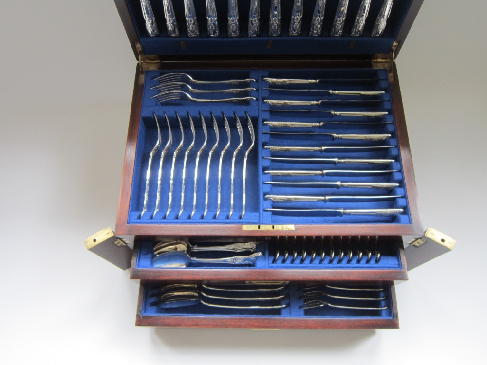 Antique Victorian Sterling Silver Canteen of Kings Pattern Cutlery View II
