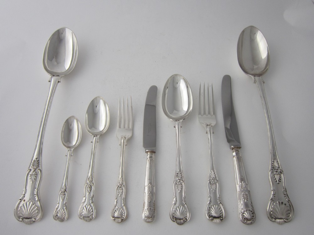 Antique Victorian Sterling Silver Canteen of Kings Pattern Cutlery View IV