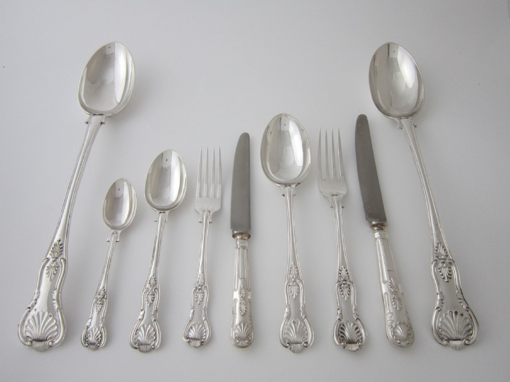 Antique Victorian Sterling Silver Canteen of Kings Pattern Cutlery View X