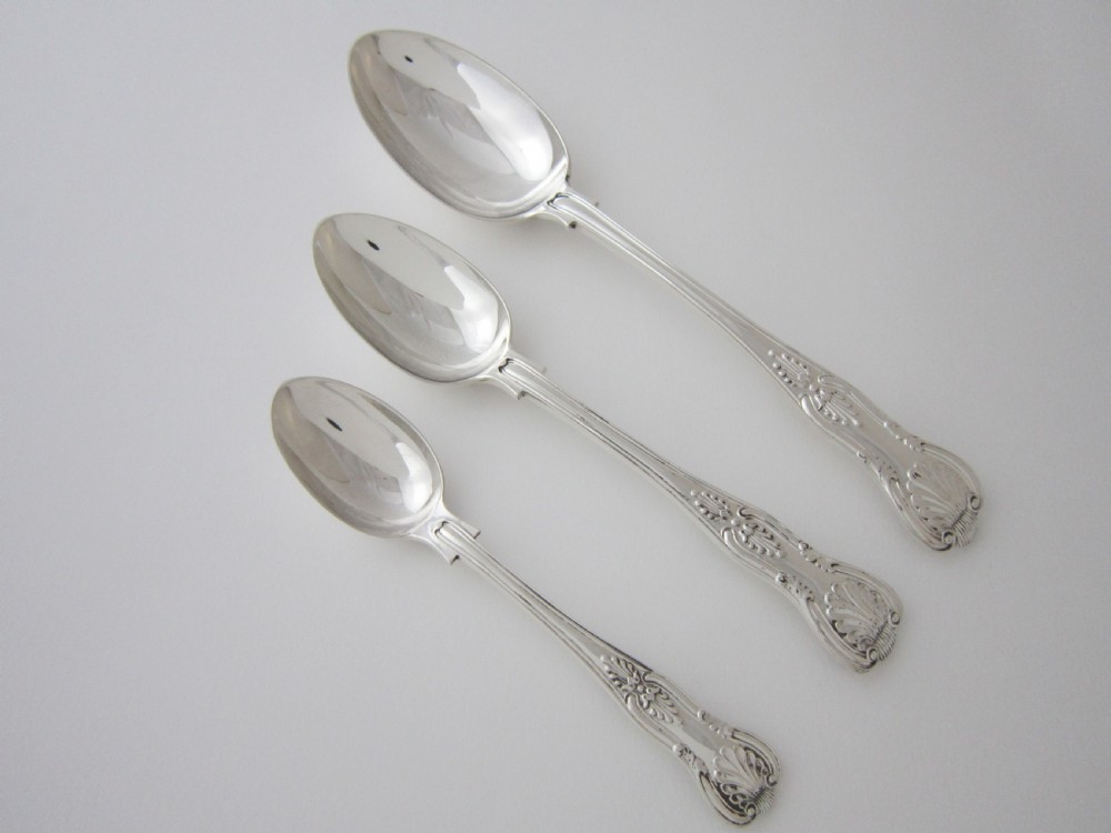 Antique Victorian Sterling Silver Canteen of Kings Pattern Cutlery View XVI