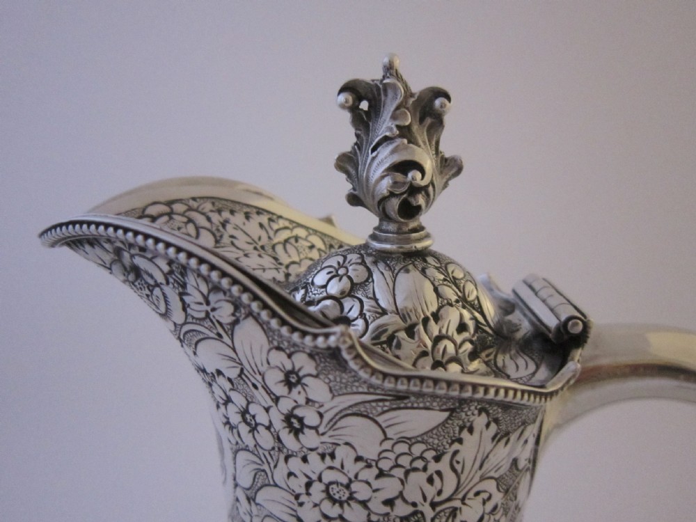 Antique Victorian Sterling Silver & Glass Claret Jug - 1887 View VI