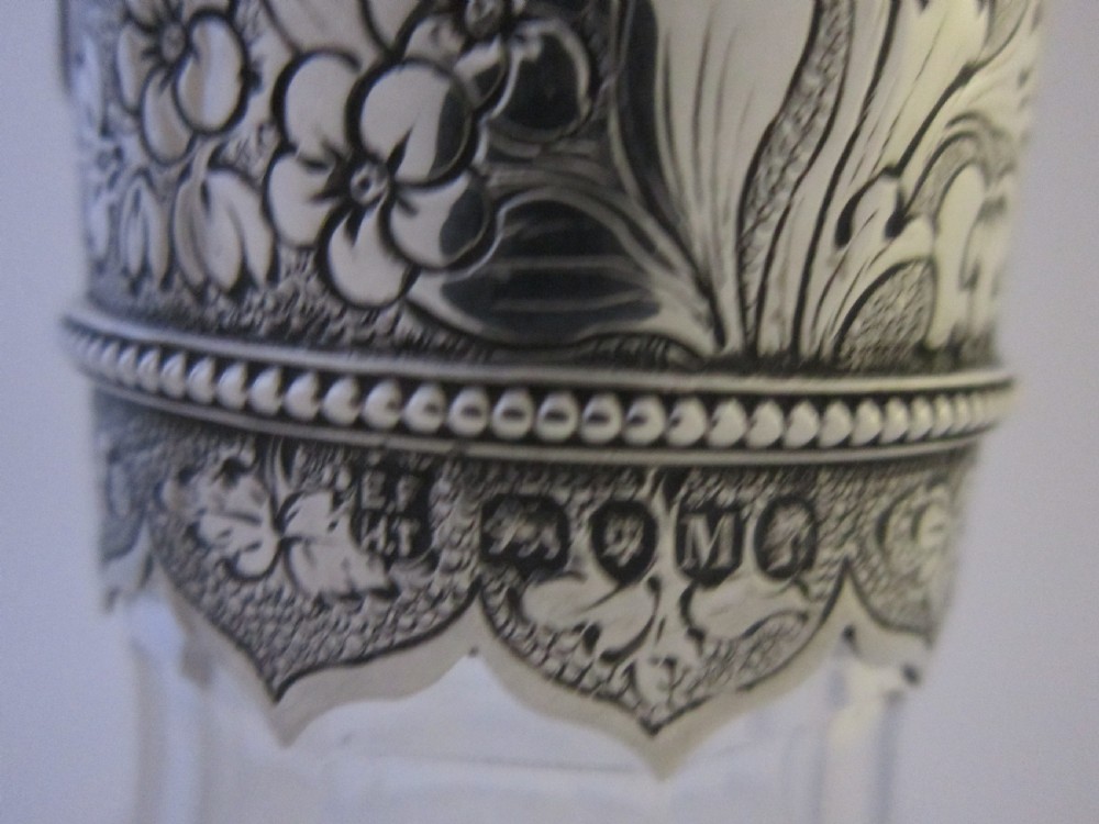 Antique Victorian Sterling Silver & Glass Claret Jug - 1887 View XII