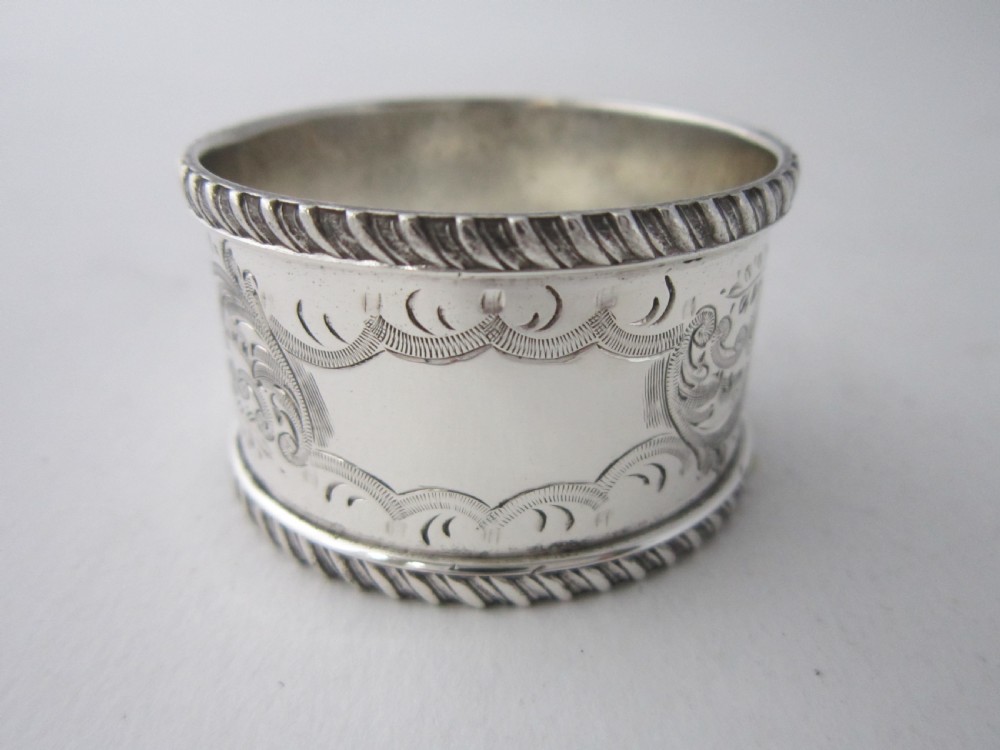 Set of 6 Antique Victorian Sterling Silver Napkin Rings - 1896 View III