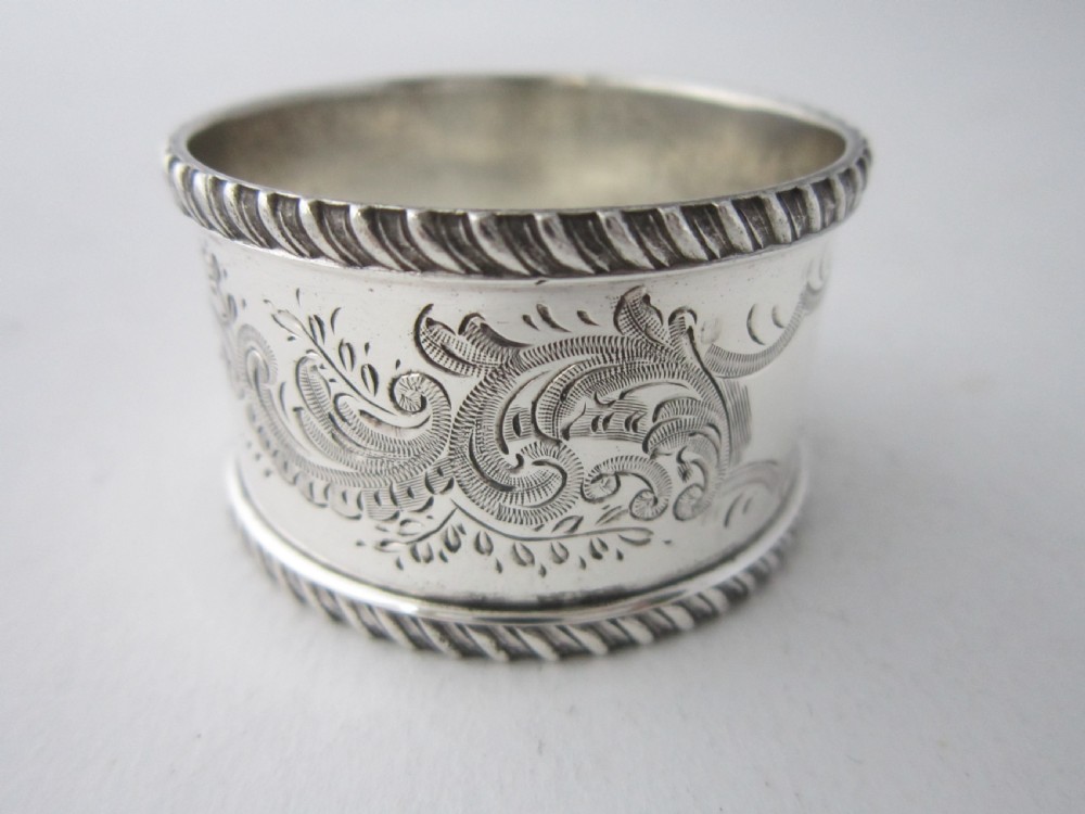 Set of 6 Antique Victorian Sterling Silver Napkin Rings - 1896 View IV