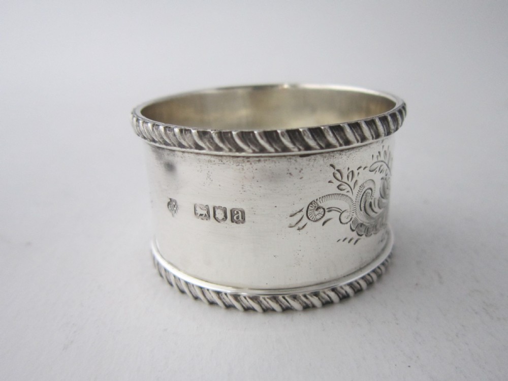 Set of 6 Antique Victorian Sterling Silver Napkin Rings - 1896 View V
