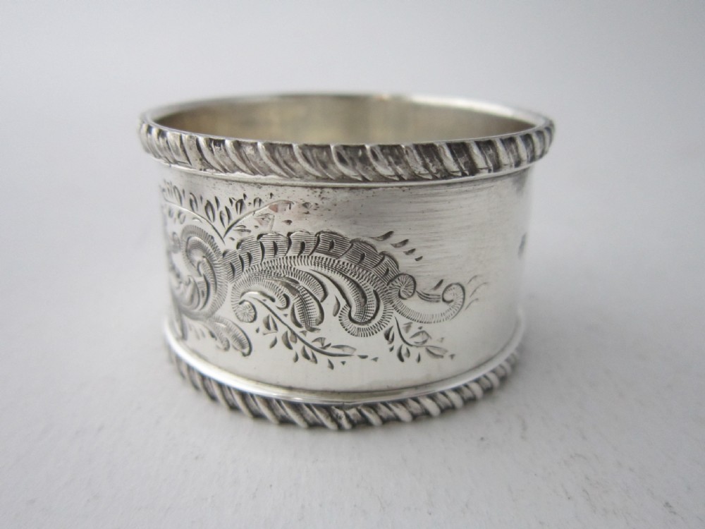 Set of 6 Antique Victorian Sterling Silver Napkin Rings - 1896 View VI
