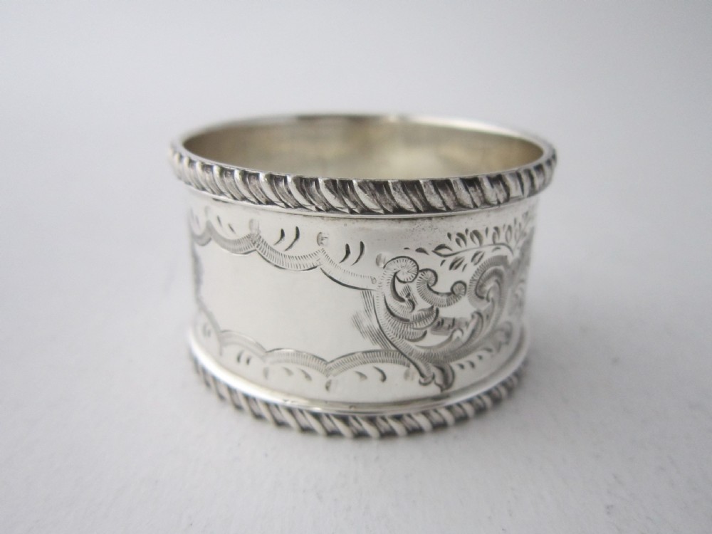 Set of 6 Antique Victorian Sterling Silver Napkin Rings - 1896 View VII