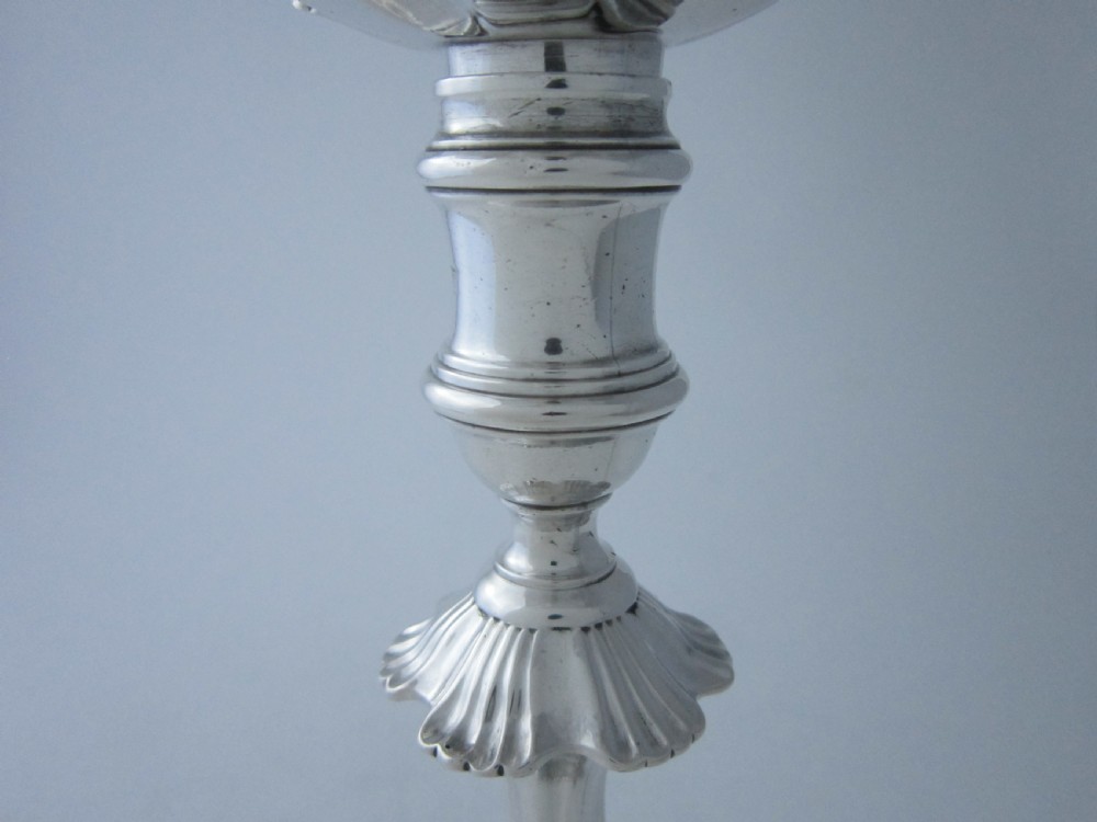 Antique George III Sterling Silver Cast Candlesticks - 1760 View IV