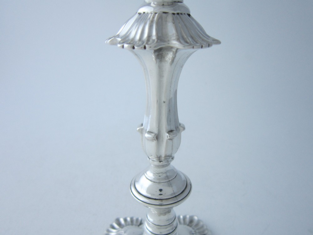 Antique George III Sterling Silver Cast Candlesticks - 1760 View V