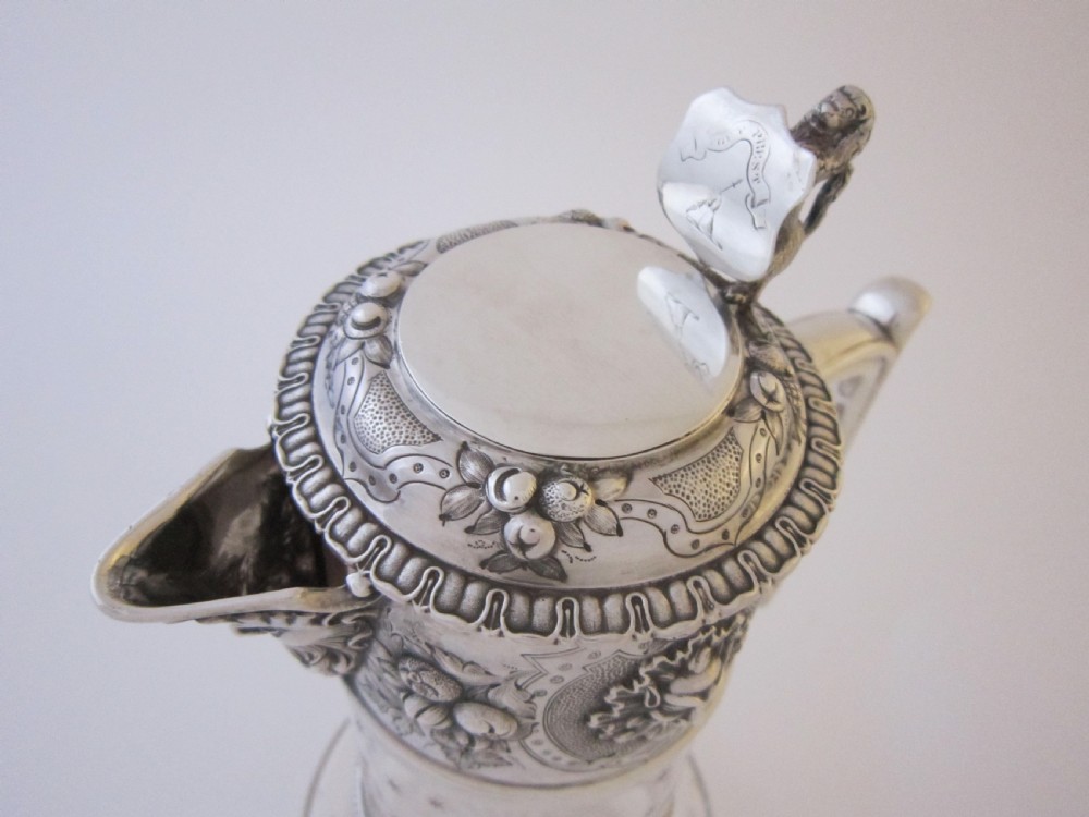 Antique Victorian Sterling Silver & Glass Claret Jug - 1868 View VI