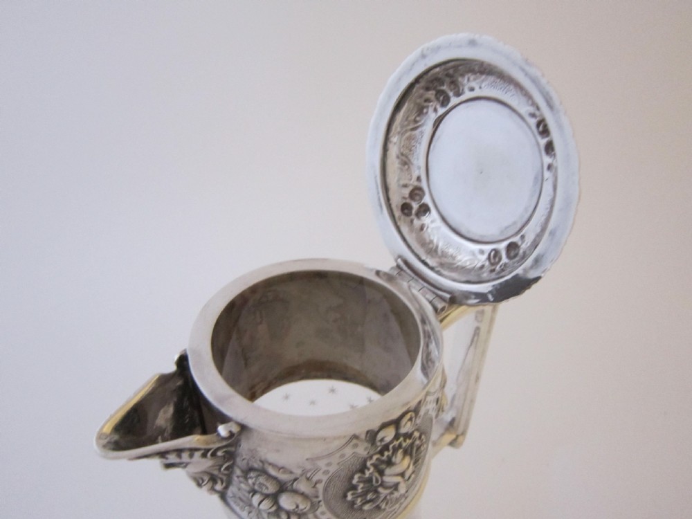 Antique Victorian Sterling Silver & Glass Claret Jug - 1868 View VIII