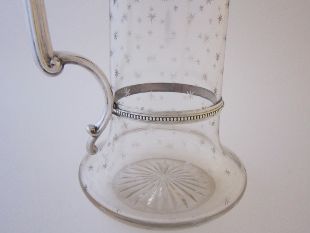 Antique Victorian Sterling Silver & Glass Claret Jug - 1868 View XI