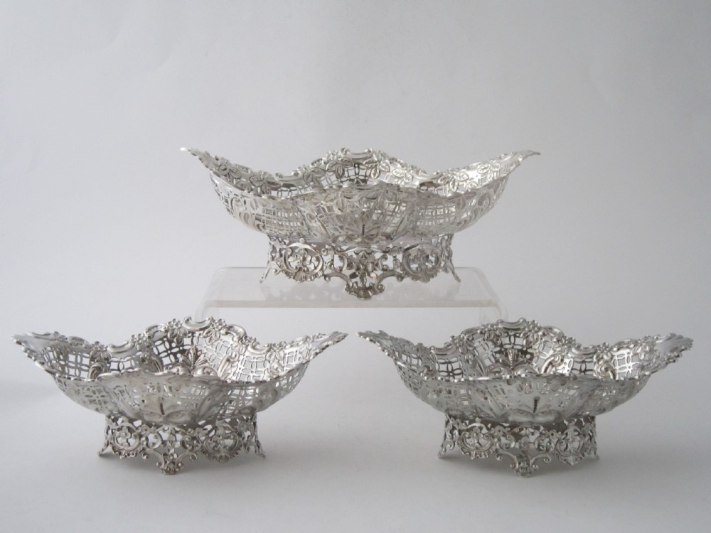 Antique Victorian Sterling Silver Suite of Three dishes - 1895/7