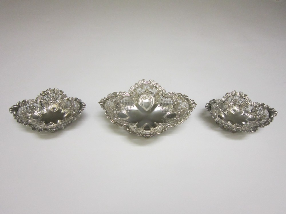 Antique Victorian Sterling Silver Suite of Three dishes - 1895/7 View XIII