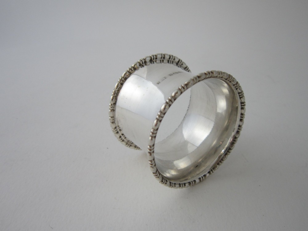 Large Antique George V Sterling Silver Napkin Ring - 1933