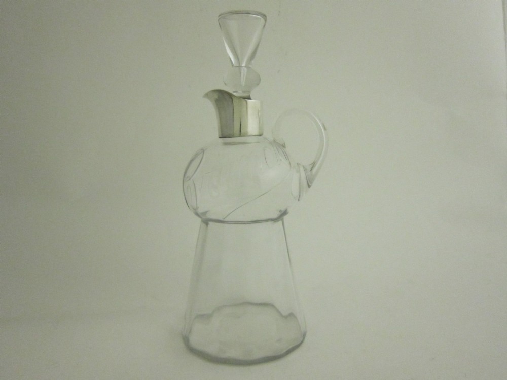 Antique Victorian Sterling Silver & Glass Brandy Decanter - 1897