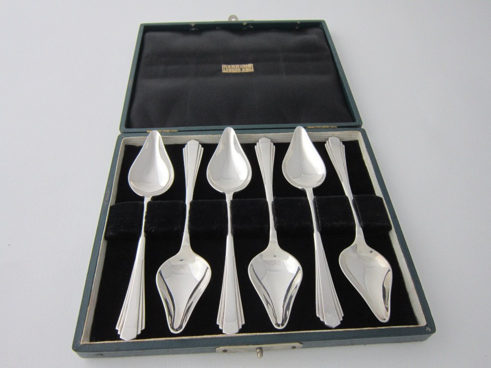 Antique George VI Sterling Silver Grapefruit Spoons - 1946