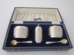 ELIZABETH II STERLING SILVER CONDIMENT SET 1969