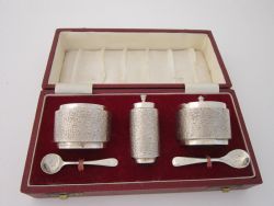 ELIZABETH II STERLING SILVER CONDIMENT SET 1969