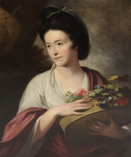 18TH CENTURY PORTRAIT OIL PAINTING OF A LADY WITH A BASKET OF FLOWERS BY TILLY KETTLE 17351786 - ADDITIONAL PHOTO 1