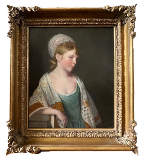 18th Century Portrait Oil Painting of a Young Girl, Circle of Tilly Kettle (1735-1786)