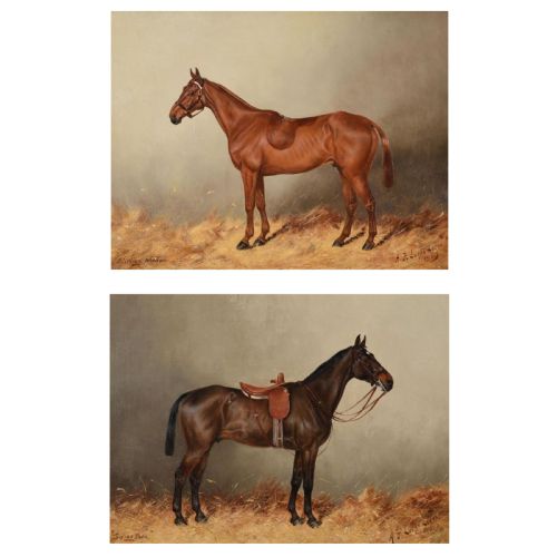Pair of 19th Century Oil Paintings of Horses by Henry Frederick Lucas-lucas (C.1848-1943)