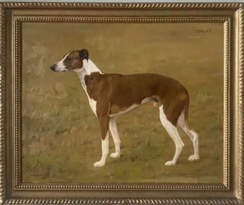 A Greyhound in a Landscape by Frances Mabel Hollams (1877-1963), Oil on Panel