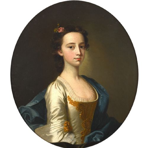 fig 1. 18th century portrait painting of a young lady attributed to Thomas Hudson (1701-1779)