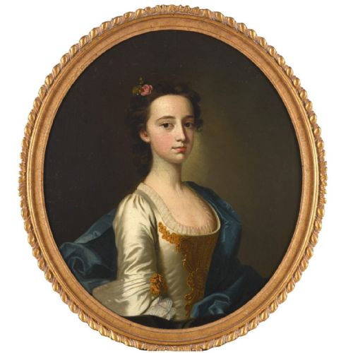 18th Century Portrait Painting of a Young Lady Attributed to Thomas Hudson (1701-1779)