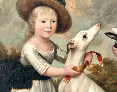 fig 1. 18th century English portrait of two young girls by George James (Fl. London 1755-1795 Boulogne)