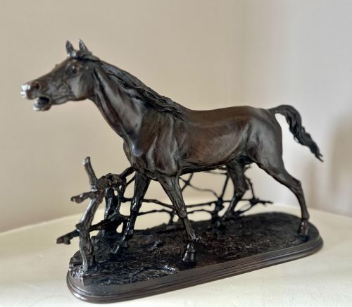 A 19TH CENTURY BRONZE HORSE CHEVAL LA BARRIRE BY P J MNE - ADDITIONAL PHOTO 1
