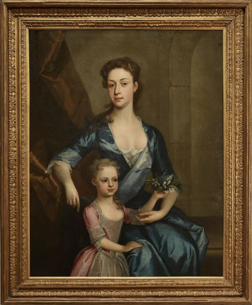 18TH CENTURY ENGLISH PORTRAIT OF A LADY AND HER DAUGHTER ATTRIBUTED TO JOSEPH HIGHMORE 16921780