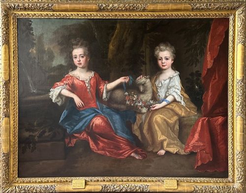 PORTRAIT OF LADY CATHERINE AND LADY JANE BRYDGES DAUGHTERS OF THE MARQUESS OF CARANARVON BY JAMES MAUBERT 16661746 CIRCA 1730