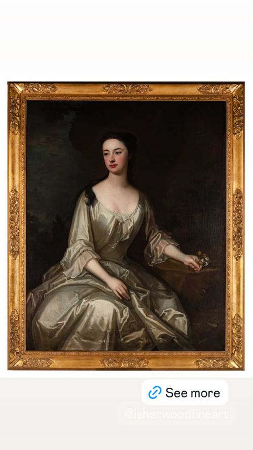 EARLY 18TH CENTURY ENGLISH PORTRAIT OF A LADY SEATED IN A LANDSCAPE ATTRIBUTED TO ADRIANA VERELST 16831769