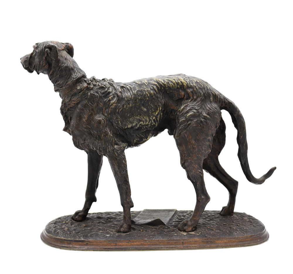 19th century bronze of an Irish Wolfhound, Arthur Waagen (1833-1898) View II