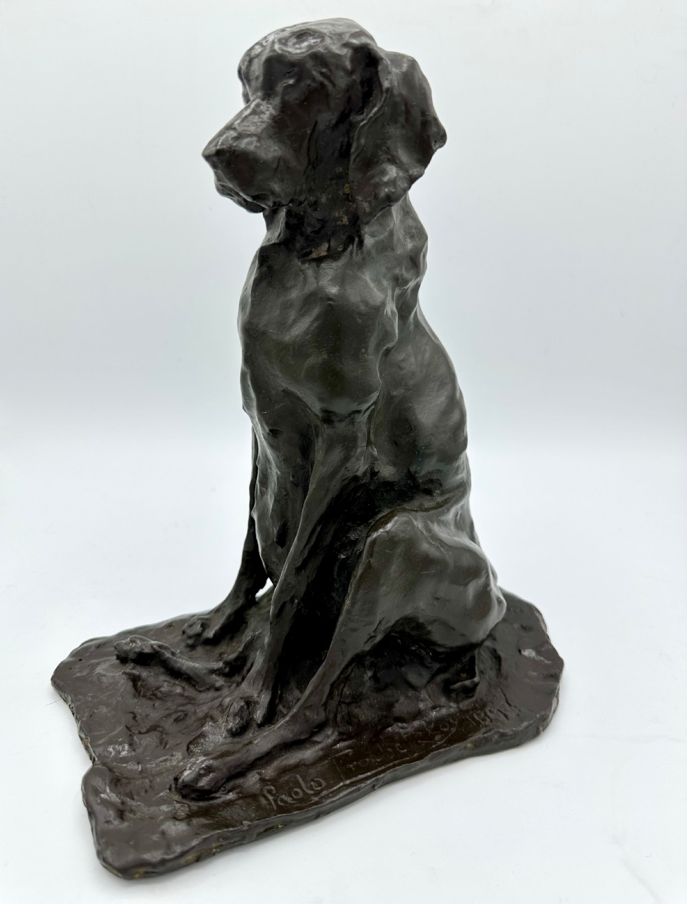 A late 19th century bronze figure of a seated hound, after Prince Paul Troubetzkoy (1866-1938) View VI