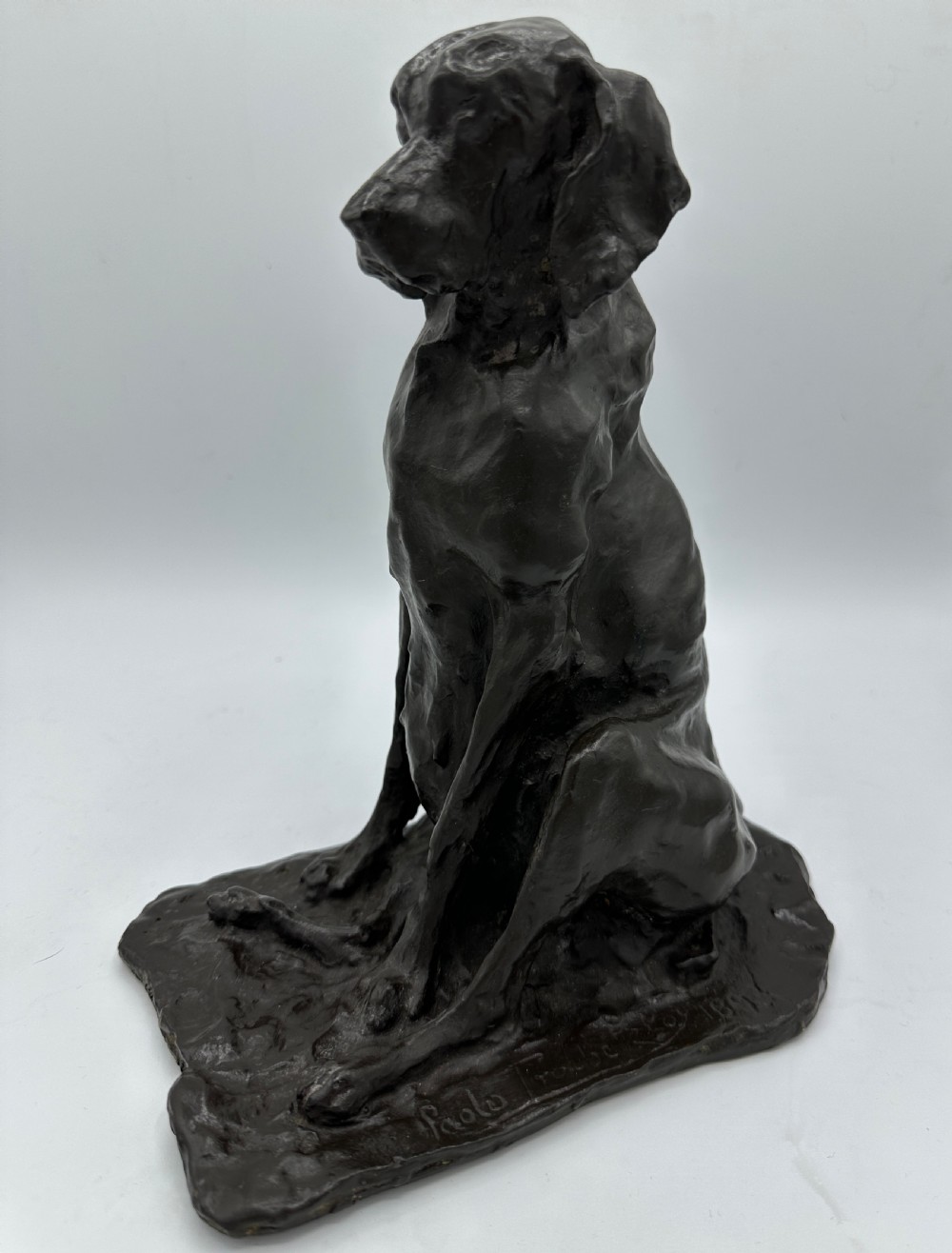 A late 19th century bronze figure of a seated hound, after Prince Paul Troubetzkoy (1866-1938) View X