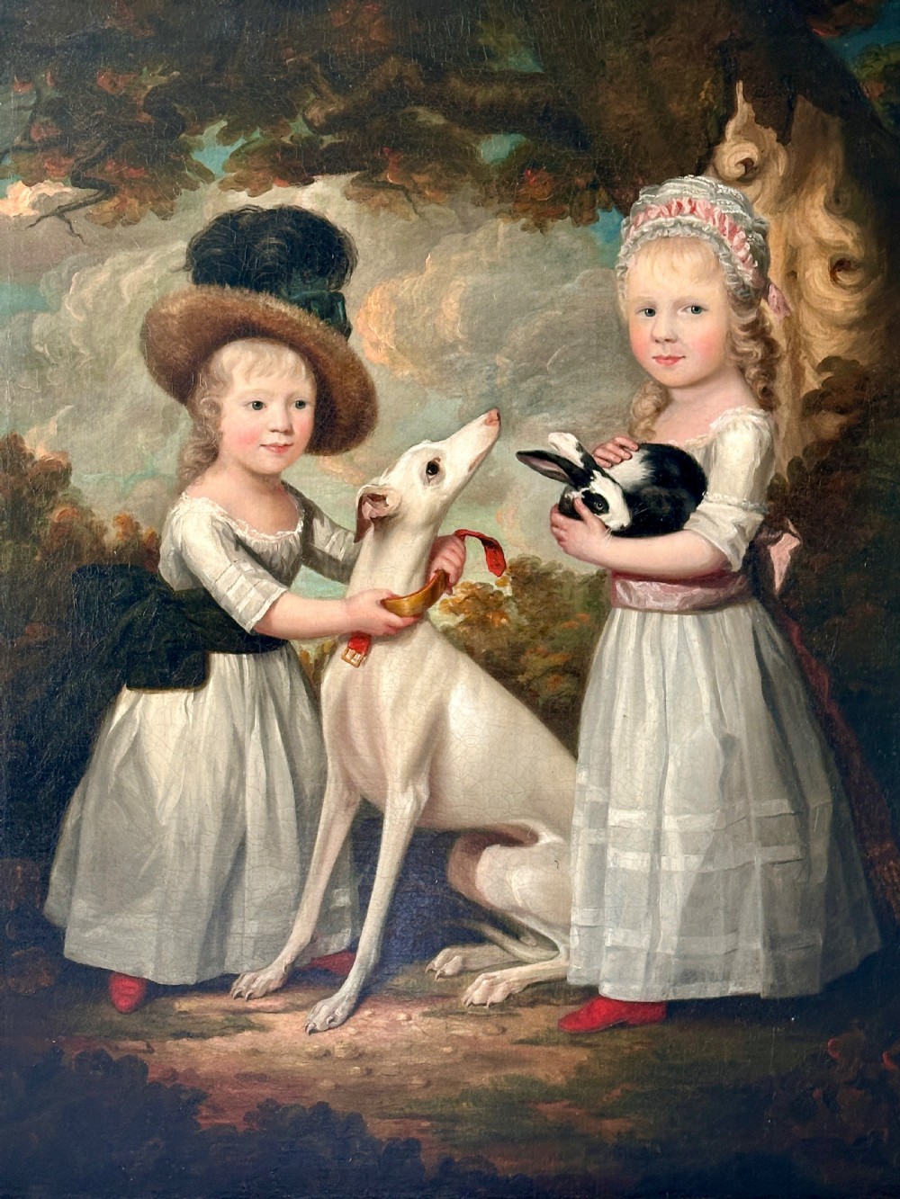 18th century English portrait of two young girls by George James (Fl. London 1755-1795 Boulogne) View IV