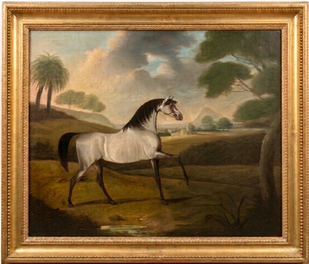 A Grey Arab Stallion in a Landscape by Henry Bernard Chalon (1770-1849)