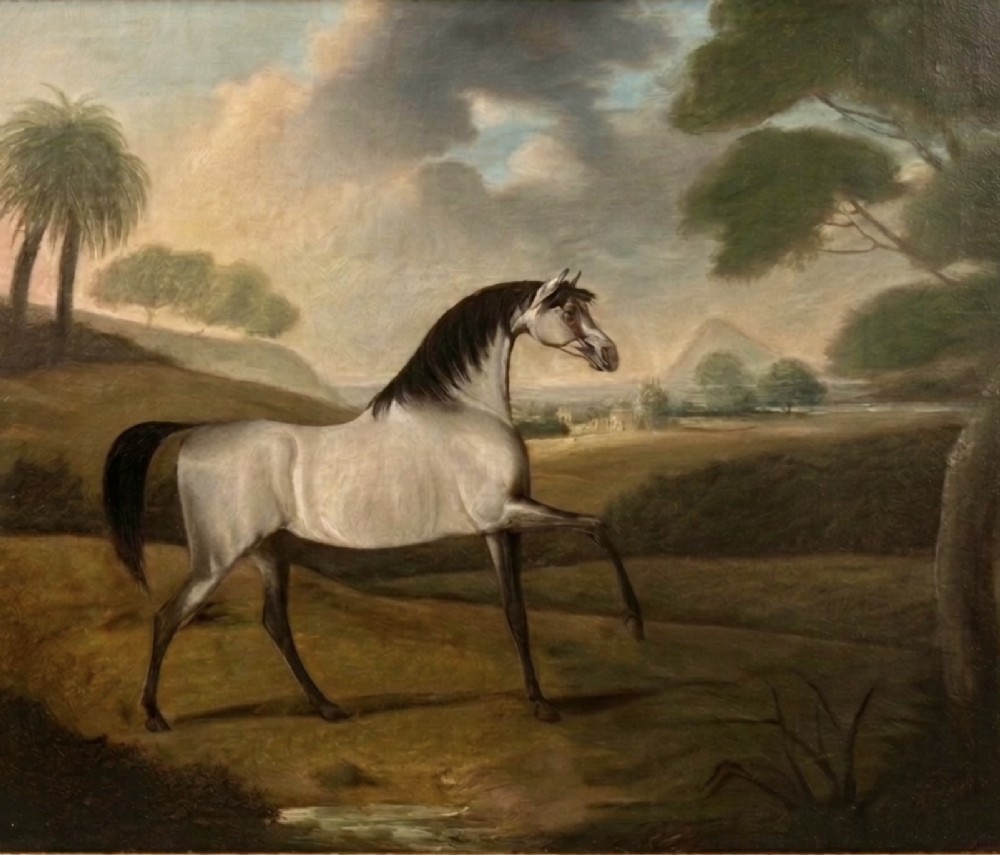 A Grey Arab Stallion in a Landscape by Henry Bernard Chalon (1770-1849) View II