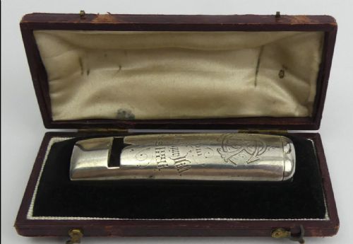 Antique Silver Novelty whistle Vesta Case