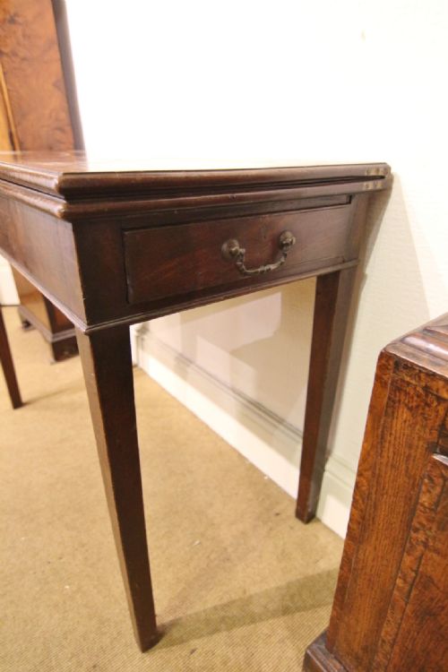 GEORGIAN MAHOGANY FLIP TOP SIDETABLE WITH DRAWER - ADDITIONAL PHOTO 3