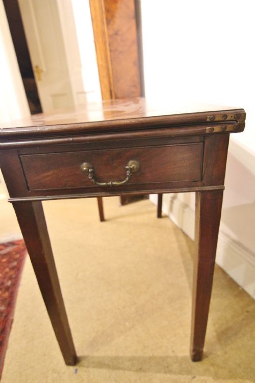 GEORGIAN MAHOGANY FLIP TOP SIDETABLE WITH DRAWER - ADDITIONAL PHOTO 5
