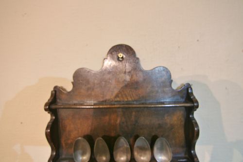GEORGIAN INLAID OAK SPOONRACK PEWTER SPOONS - ADDITIONAL PHOTO 4
